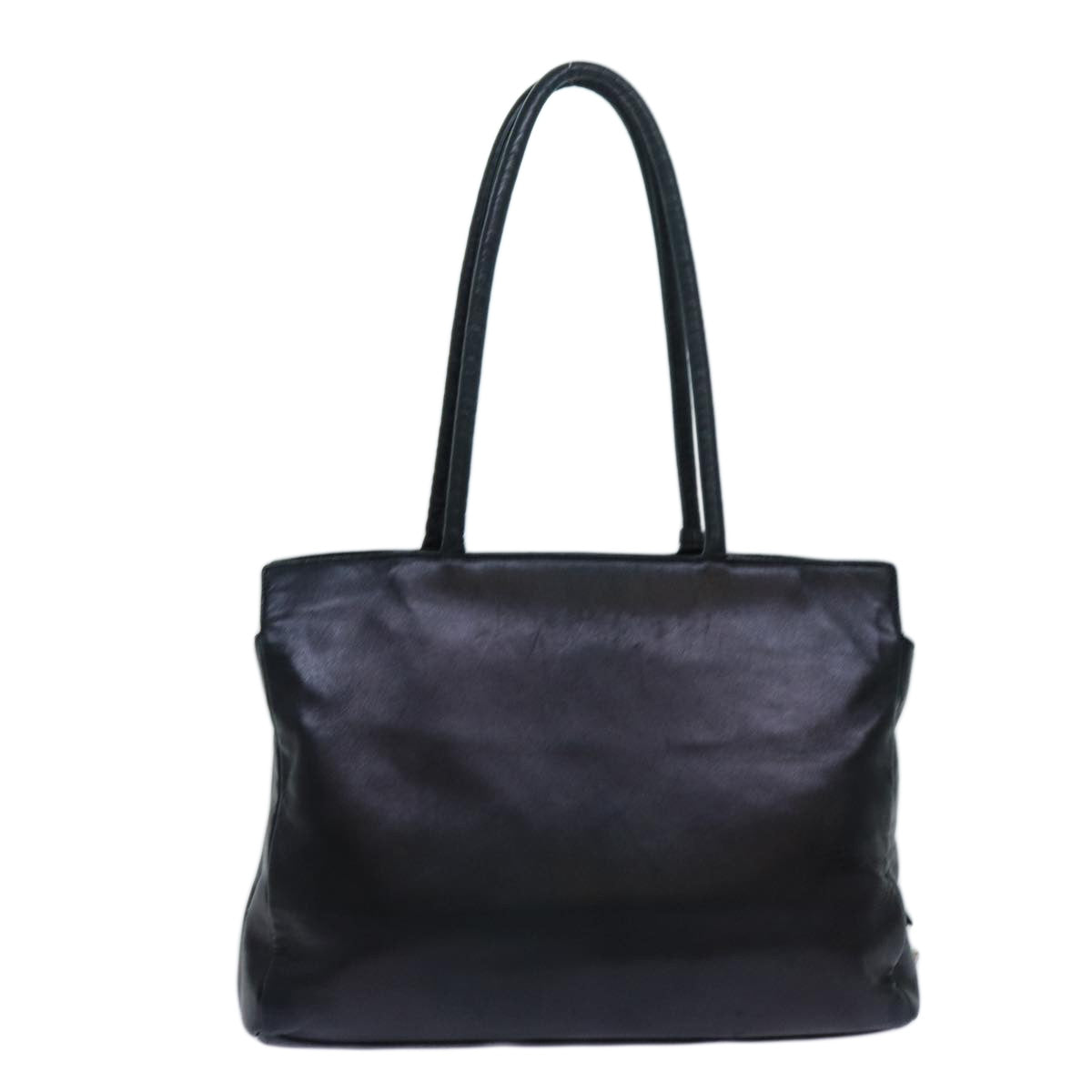 PRADA Tote Bag Leather Black Auth bs13666 - 0