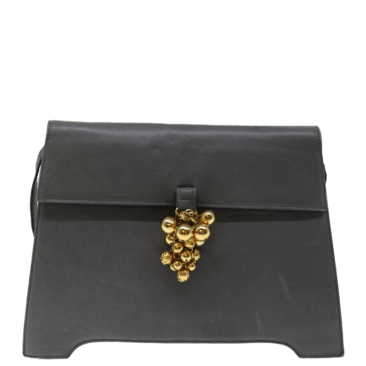 Salvatore Ferragamo Shoulder Bag Leather Gray Auth bs13667 - 0