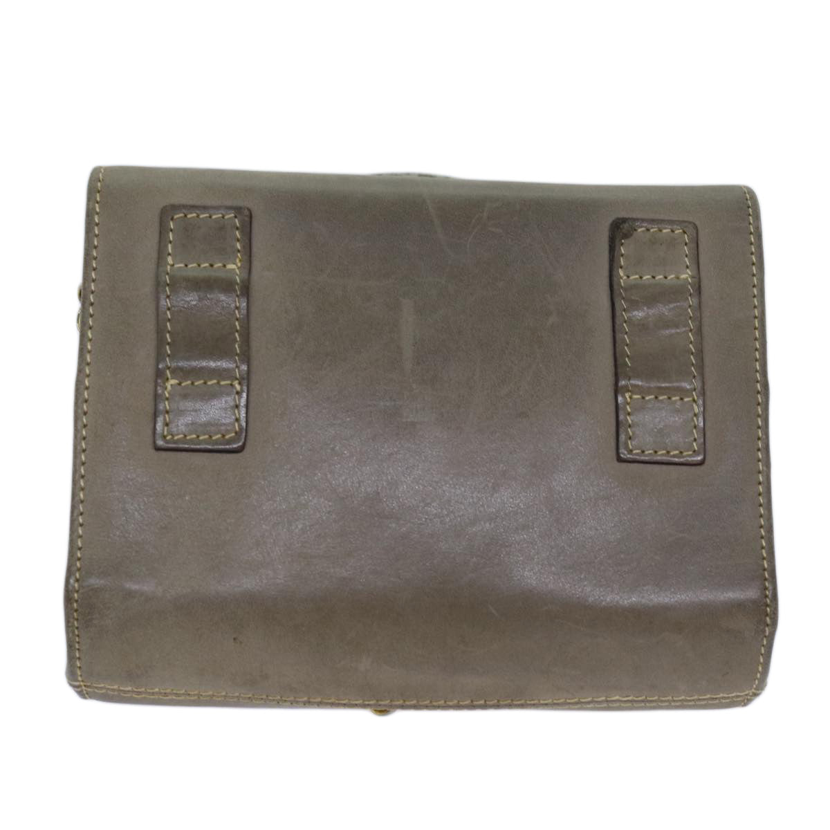 Salvatore Ferragamo Chain Shoulder Bag Leather Beige Auth bs13668 - 0