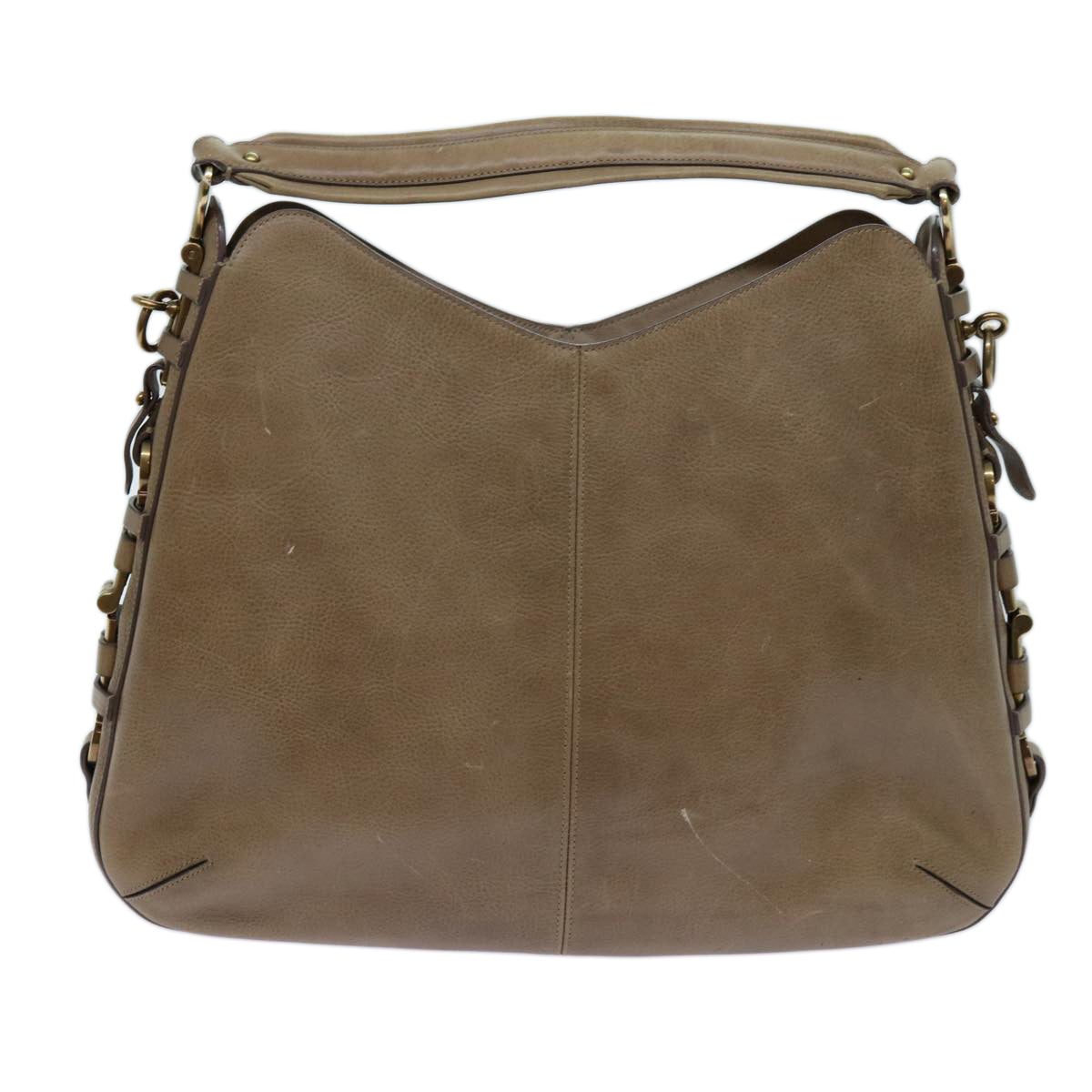 Salvatore Ferragamo Shoulder Bag Leather Beige Auth bs13669 - 0
