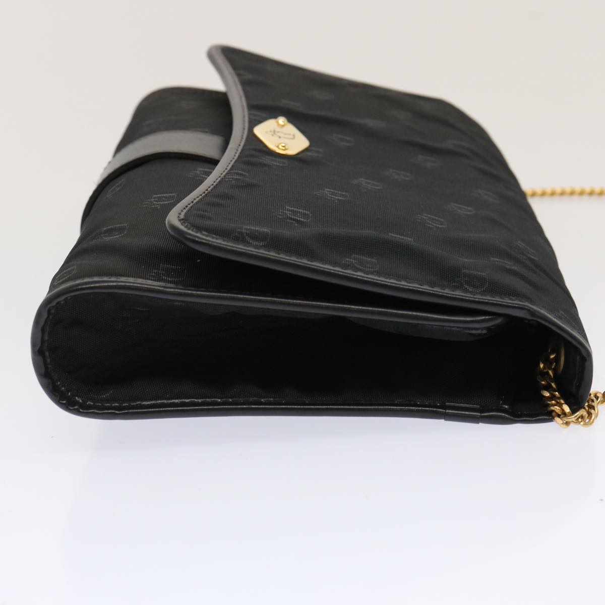 Christian Dior Chain Shoulder Bag Nylon Black Auth bs13674