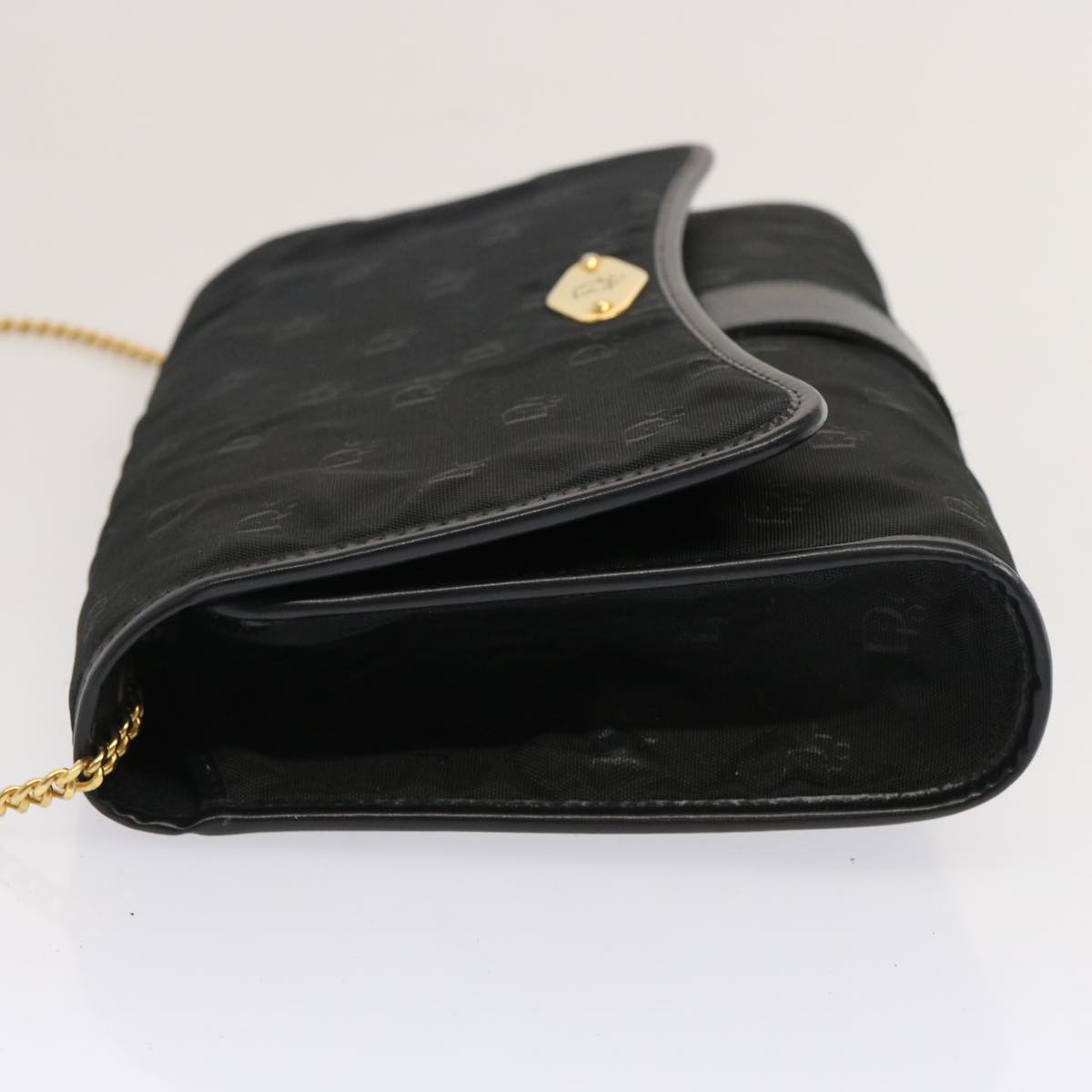 Christian Dior Chain Shoulder Bag Nylon Black Auth bs13674