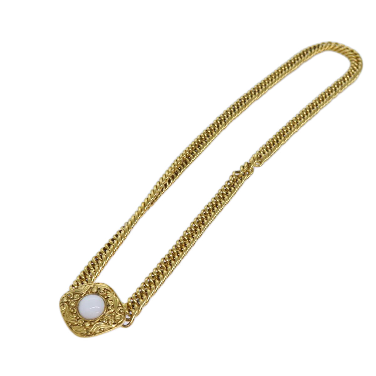 CHANEL Chain Pearl Belt metal Gold CC Auth bs13679
