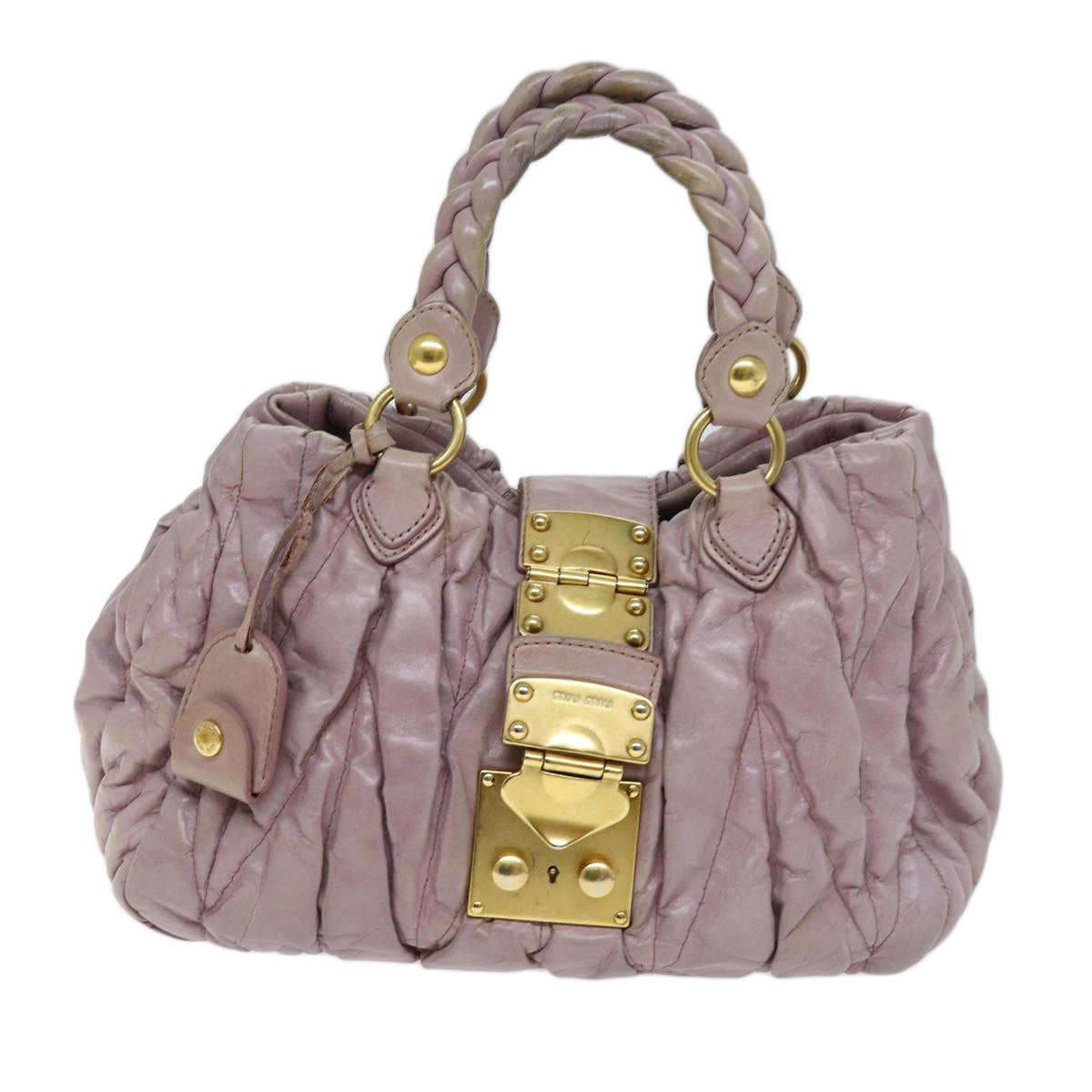 Miu Miu Materasse Hand Bag Leather 2way Pink Auth bs13684 - 0