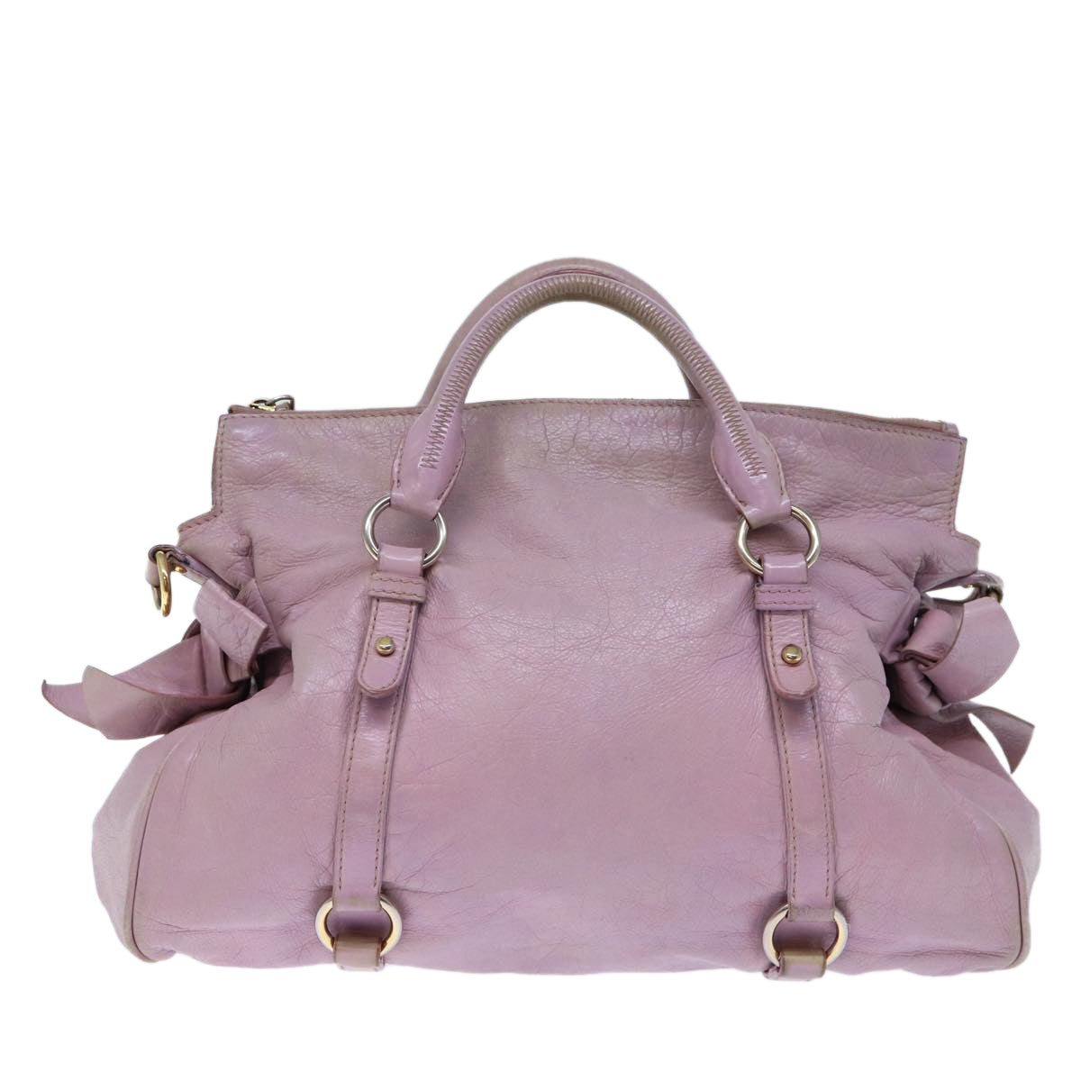 Miu Miu Hand Bag Leather 2way Pink Auth bs13685