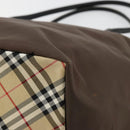 Burberrys Nova Check Blue Label Hand Bag Nylon Brown Black Auth bs13689-16