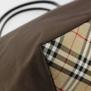Burberrys Nova Check Blue Label Hand Bag Nylon Brown Black Auth bs13689-9