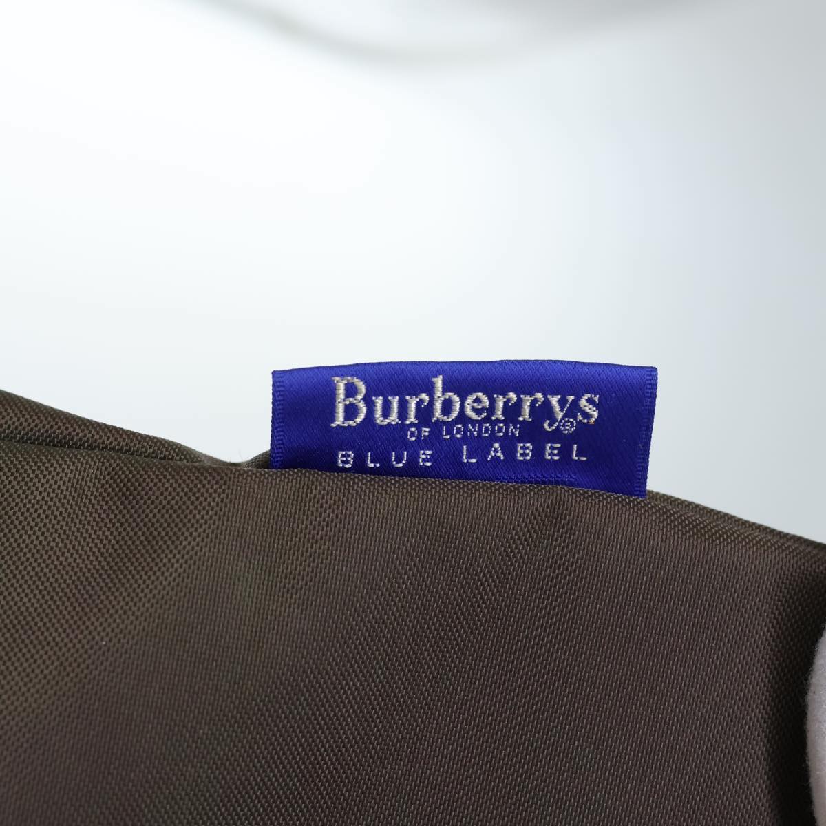 Burberrys Nova Check Blue Label Hand Bag Nylon Brown Black Auth bs13689