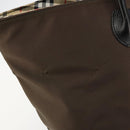 Burberrys Nova Check Blue Label Hand Bag Nylon Brown Black Auth bs13689-11