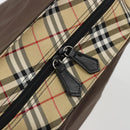 Burberrys Nova Check Blue Label Hand Bag Nylon Brown Black Auth bs13689-18