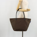 Burberrys Nova Check Blue Label Hand Bag Nylon Brown Black Auth bs13689-23