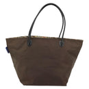 Burberrys Nova Check Blue Label Hand Bag Nylon Brown Black Auth bs13689-2