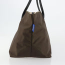 Burberrys Nova Check Blue Label Hand Bag Nylon Brown Black Auth bs13689-4