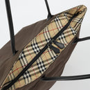 Burberrys Nova Check Blue Label Hand Bag Nylon Brown Black Auth bs13689-6