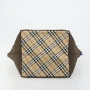Burberrys Nova Check Blue Label Hand Bag Nylon Brown Black Auth bs13689-5