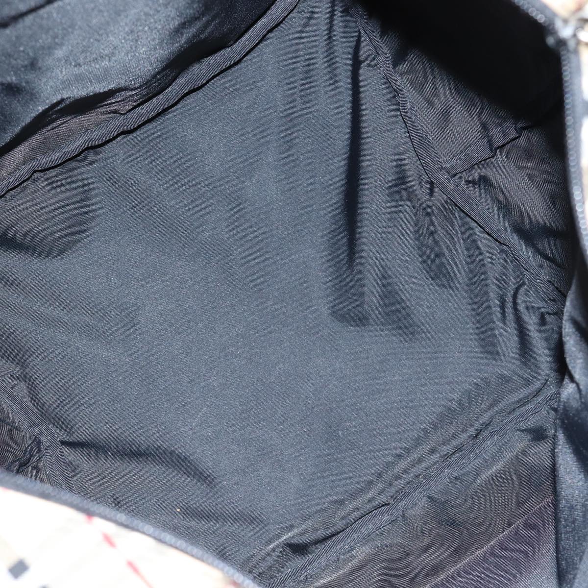 Burberrys Nova Check Blue Label Tote Bag Nylon Black Beige Auth bs13691