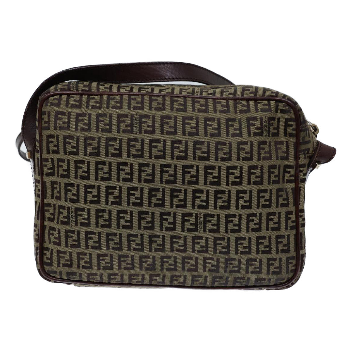 FENDI Zucchino Canvas Shoulder Bag Beige Auth bs13695 - 0