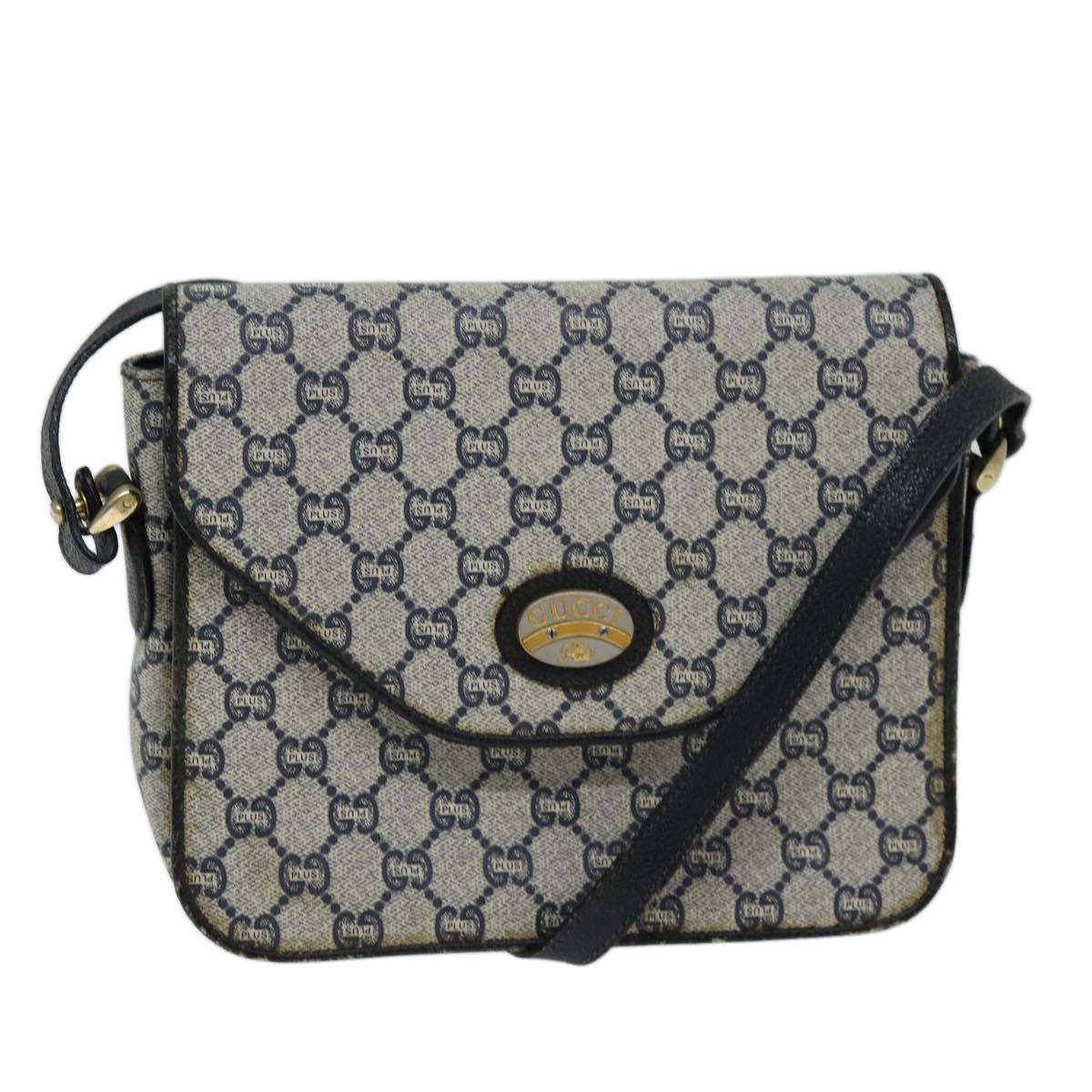 GUCCI GG Plus Supreme Shoulder Bag PVC Navy Auth bs13697