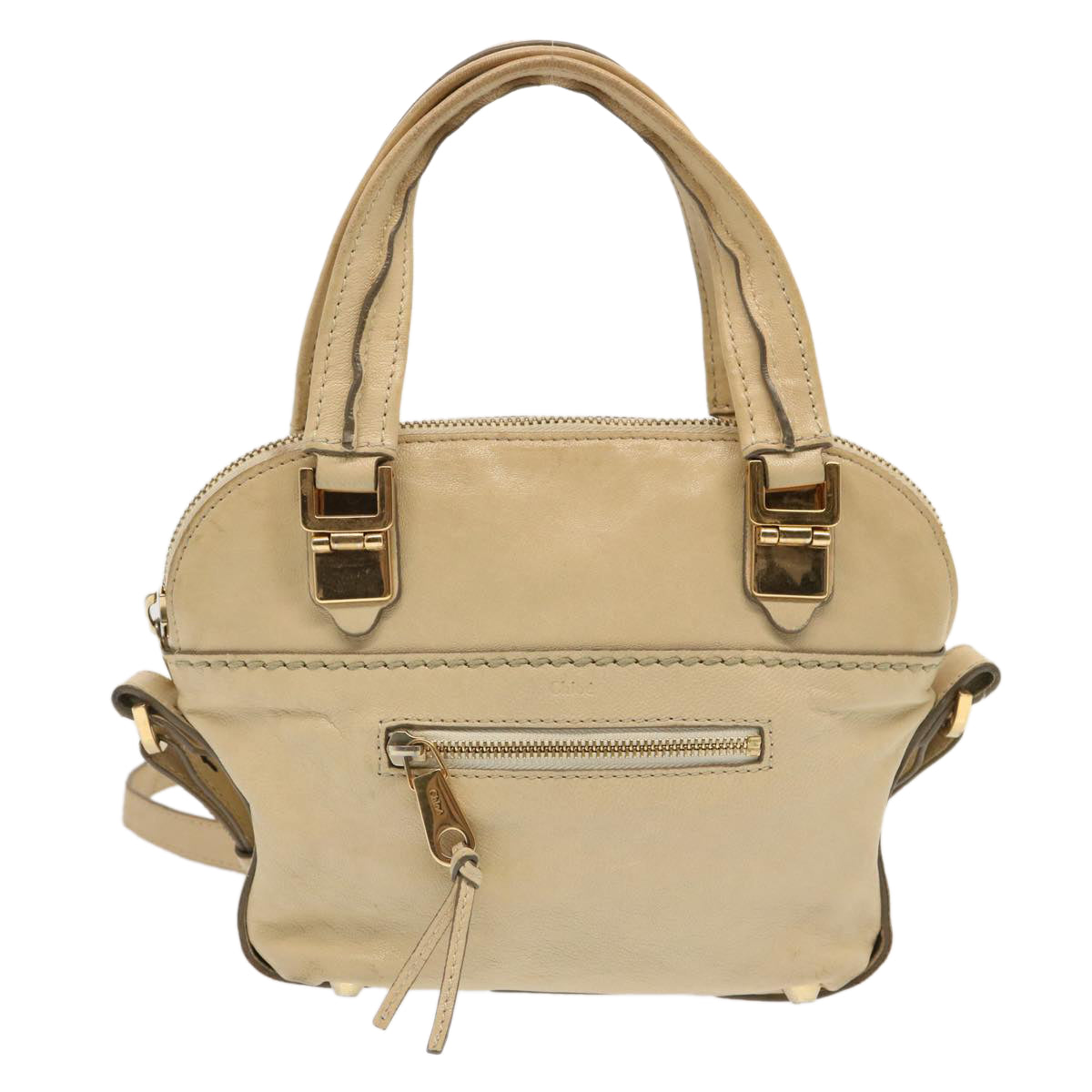 Chloe Hand Bag Leather 2way Beige Auth bs13698 - 0