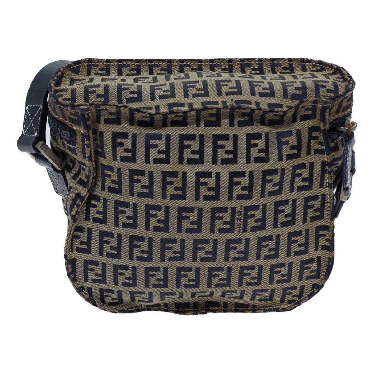 FENDI Zucchino Canvas Shoulder Bag Navy Auth bs13705 - 0