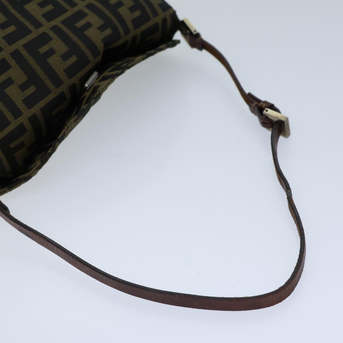 FENDI Zucca Canvas Shoulder Bag Brown Black Auth bs13717