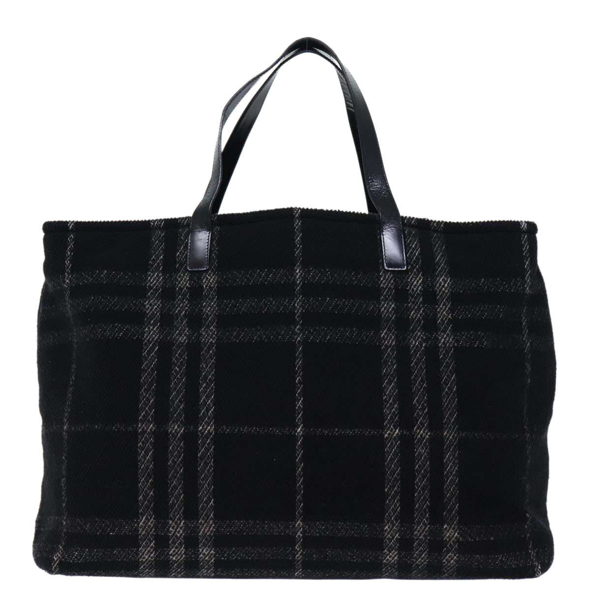 BURBERRY Nova Check Hand Bag Wool Black Auth bs13719 - 0