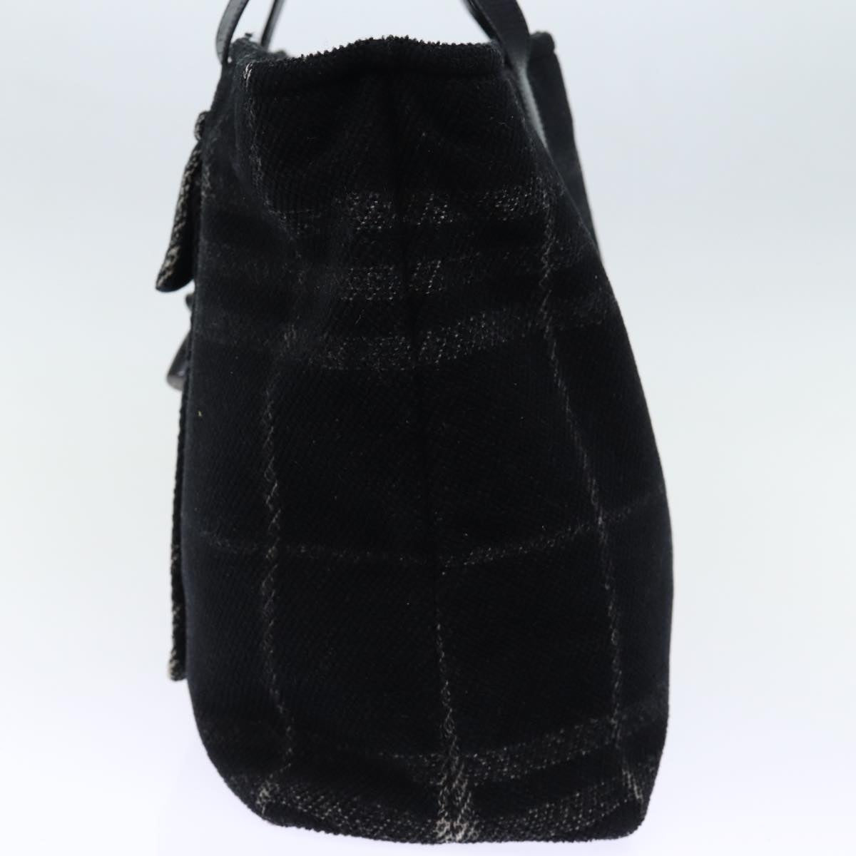 BURBERRY Nova Check Hand Bag Wool Black Auth bs13719