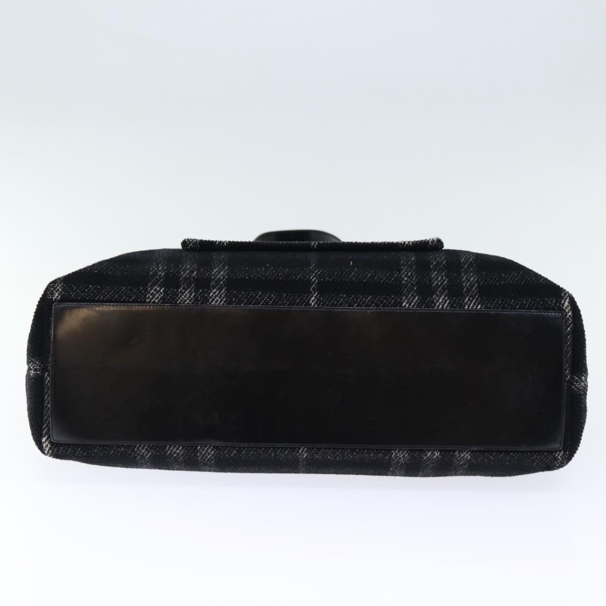 BURBERRY Nova Check Hand Bag Wool Black Auth bs13719