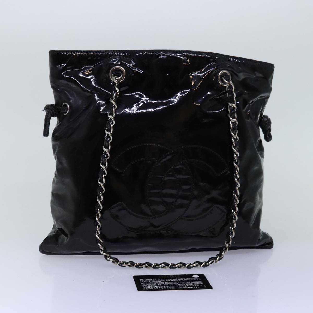 CHANEL Chain COCO Mark Shoulder Bag Enamel Black CC Auth bs13733