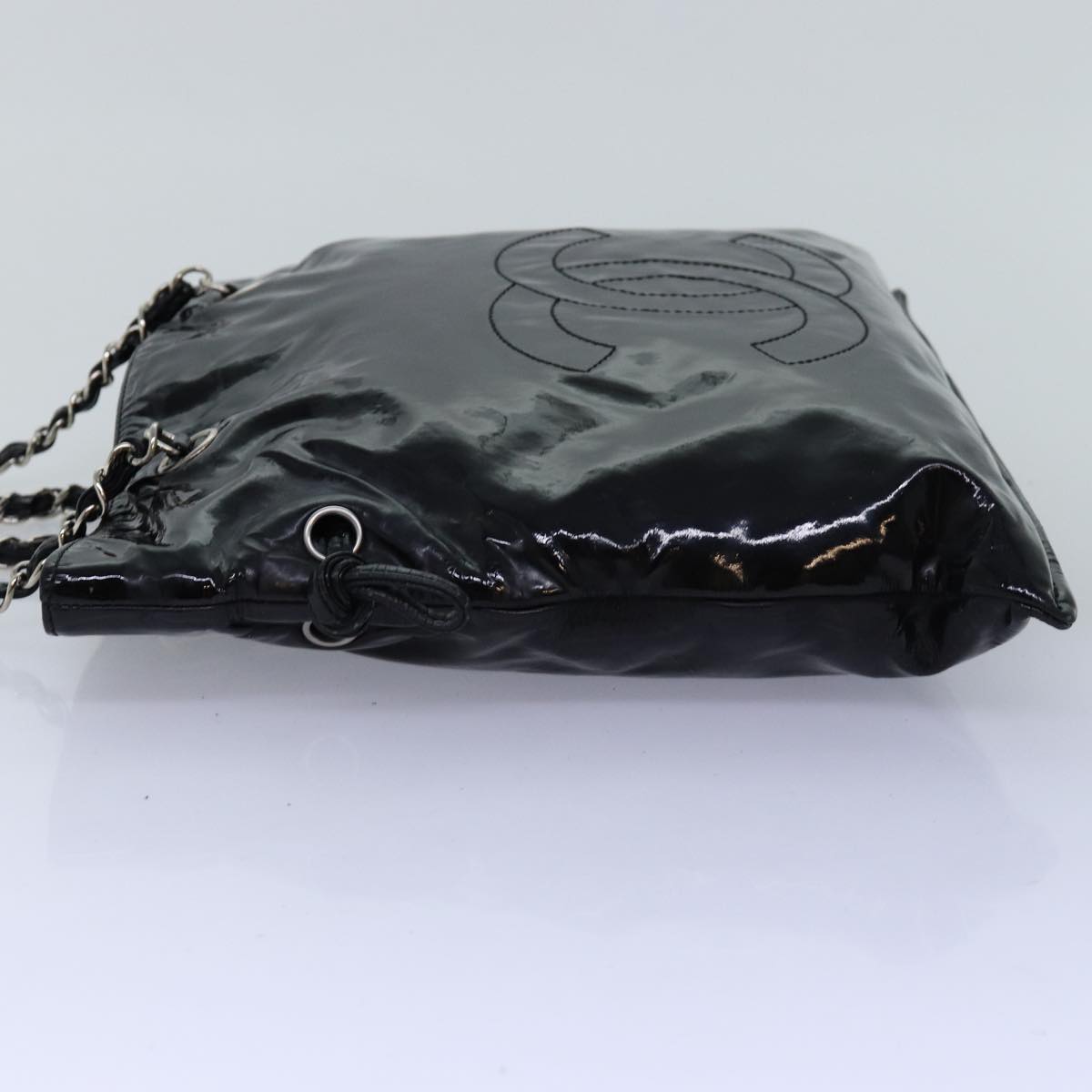 CHANEL Chain COCO Mark Shoulder Bag Enamel Black CC Auth bs13733