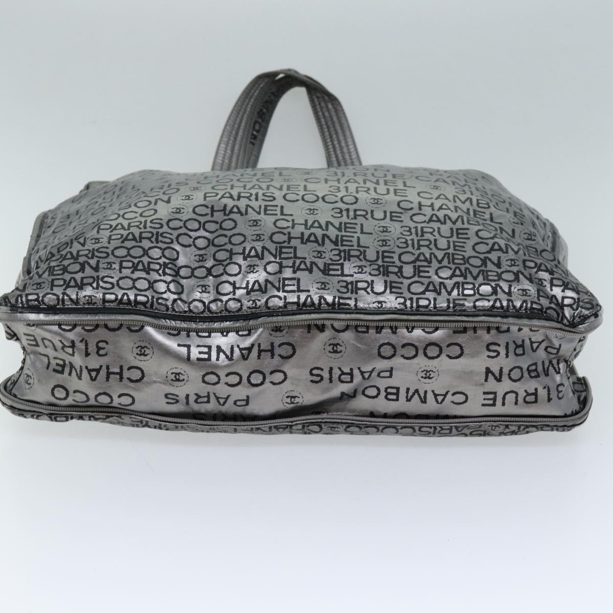 CHANEL Unlimited Tote Bag Coated Canvas Silver CC Auth bs13737