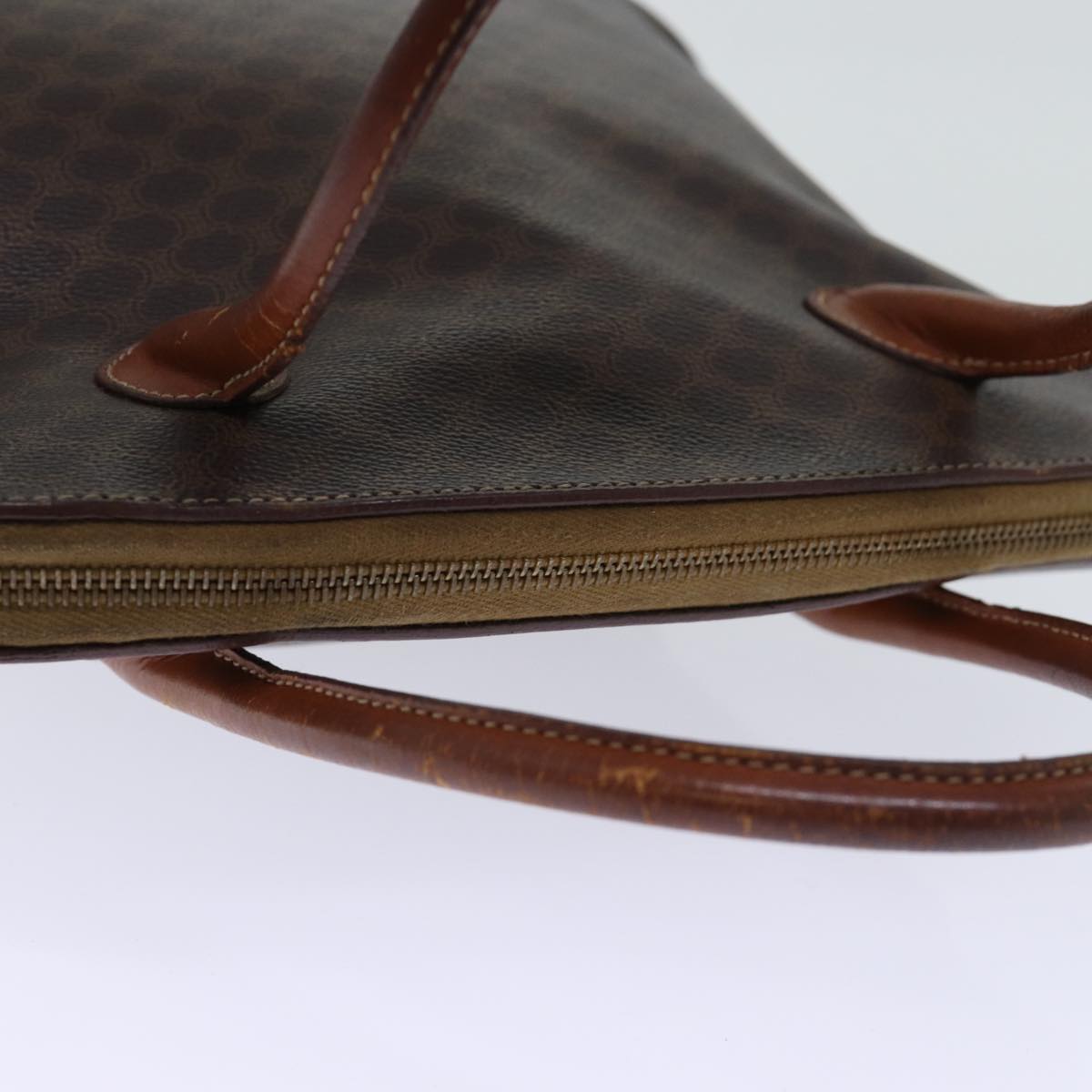 CELINE Macadam Canvas Hand Bag PVC Brown Auth bs13750