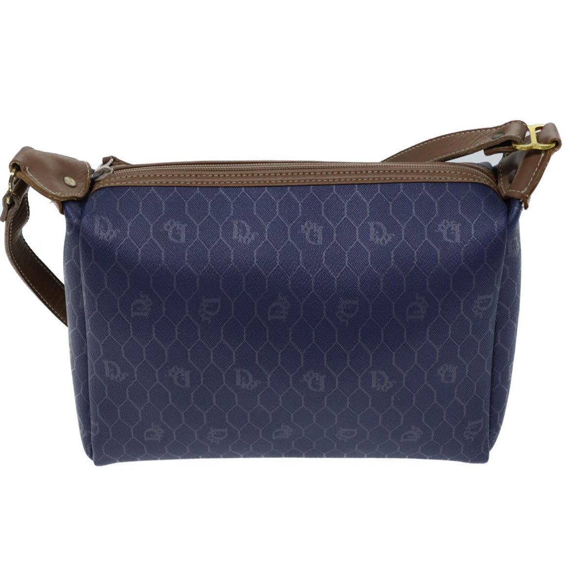 Christian Dior Honeycomb Canvas Shoulder Bag PVC Navy Auth bs13759 - 0