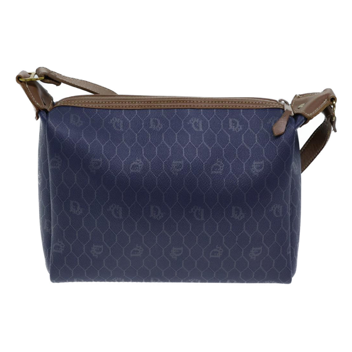 Christian Dior Honeycomb Canvas Shoulder Bag PVC Navy Auth bs13759