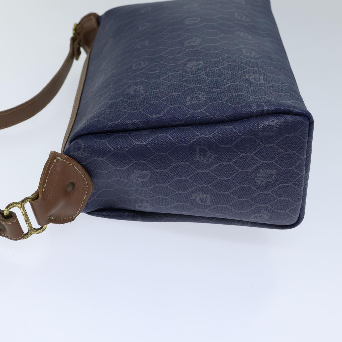 Christian Dior Honeycomb Canvas Shoulder Bag PVC Navy Auth bs13759