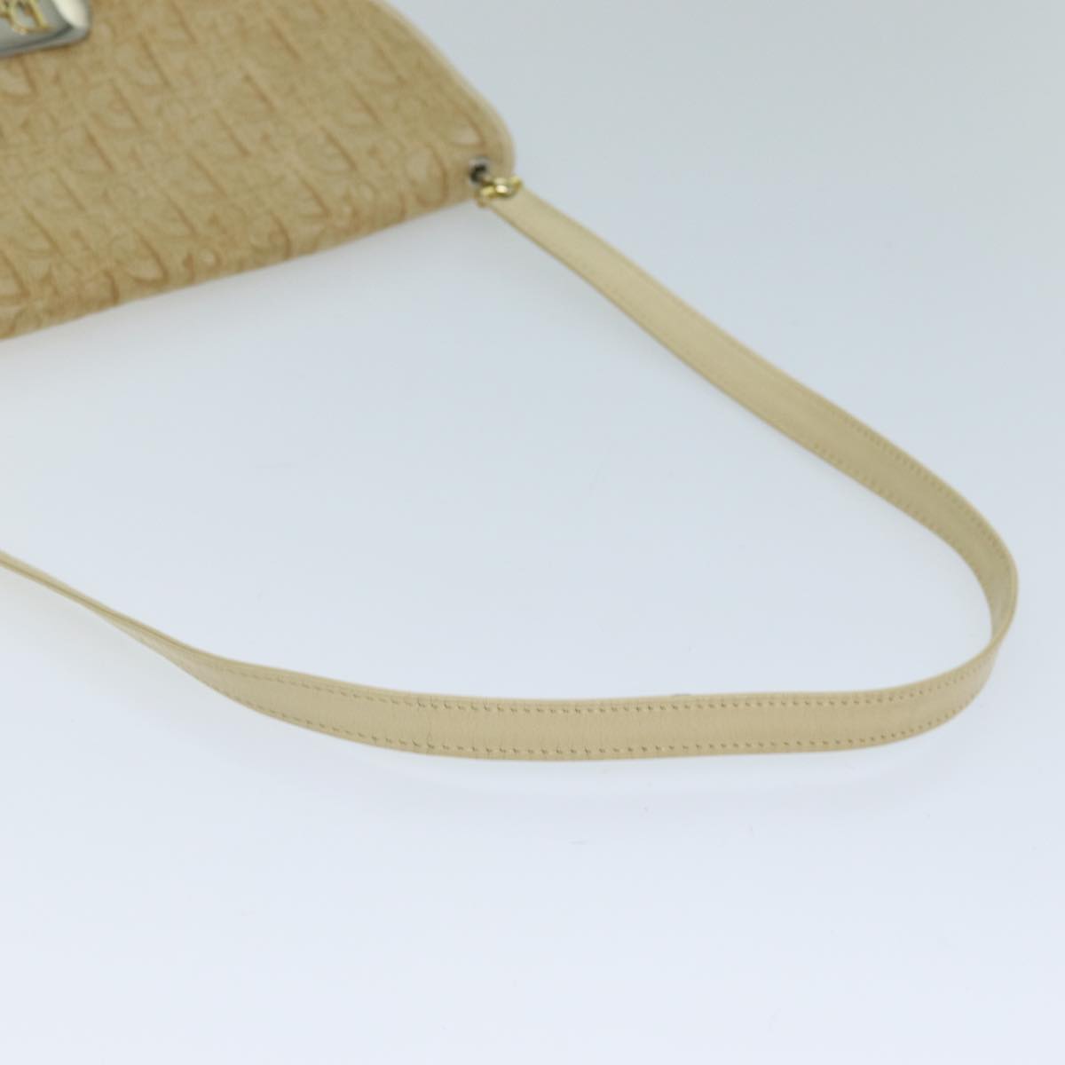 Christian Dior Trotter Canvas Shoulder Bag Beige Auth bs13760