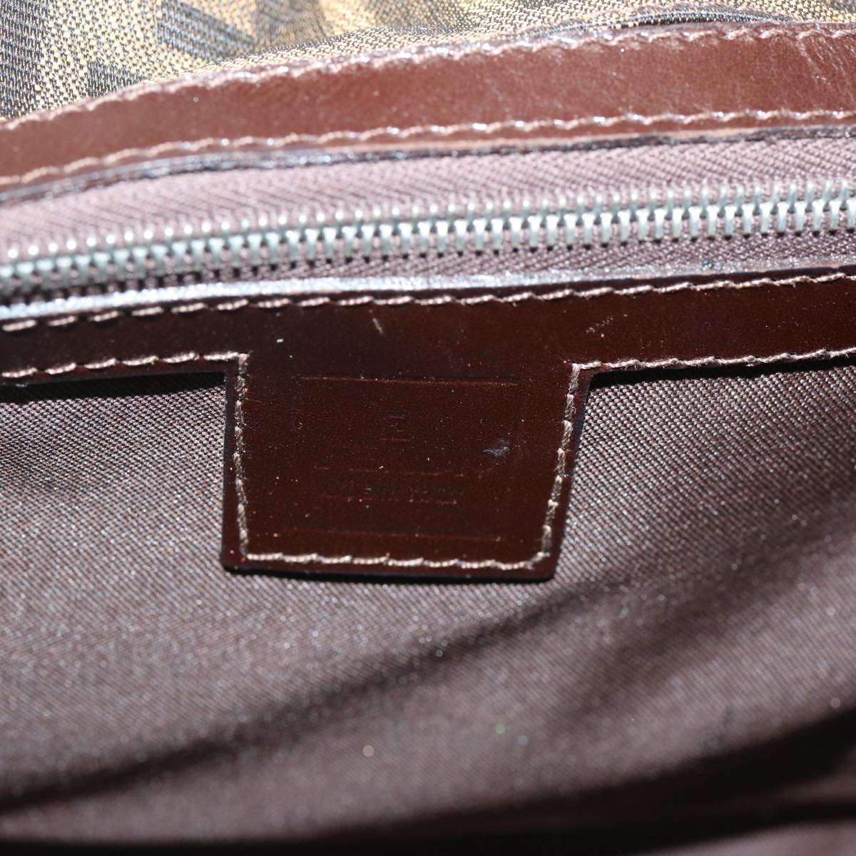 FENDI Zucca Canvas Shoulder Bag Brown Auth bs13765