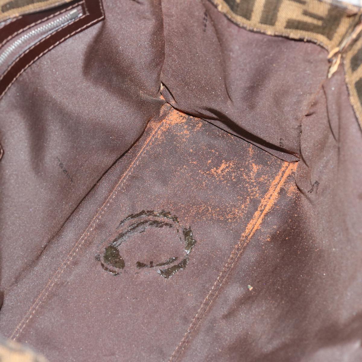 FENDI Zucca Canvas Shoulder Bag Brown Auth bs13765