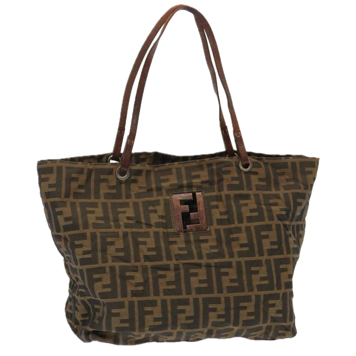 FENDI Zucca Canvas Tote Bag Brown Auth bs13766