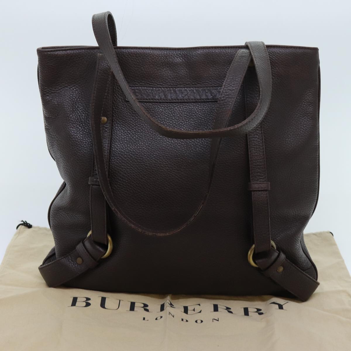 BURBERRY Tote Bag Leather Brown Auth bs13779