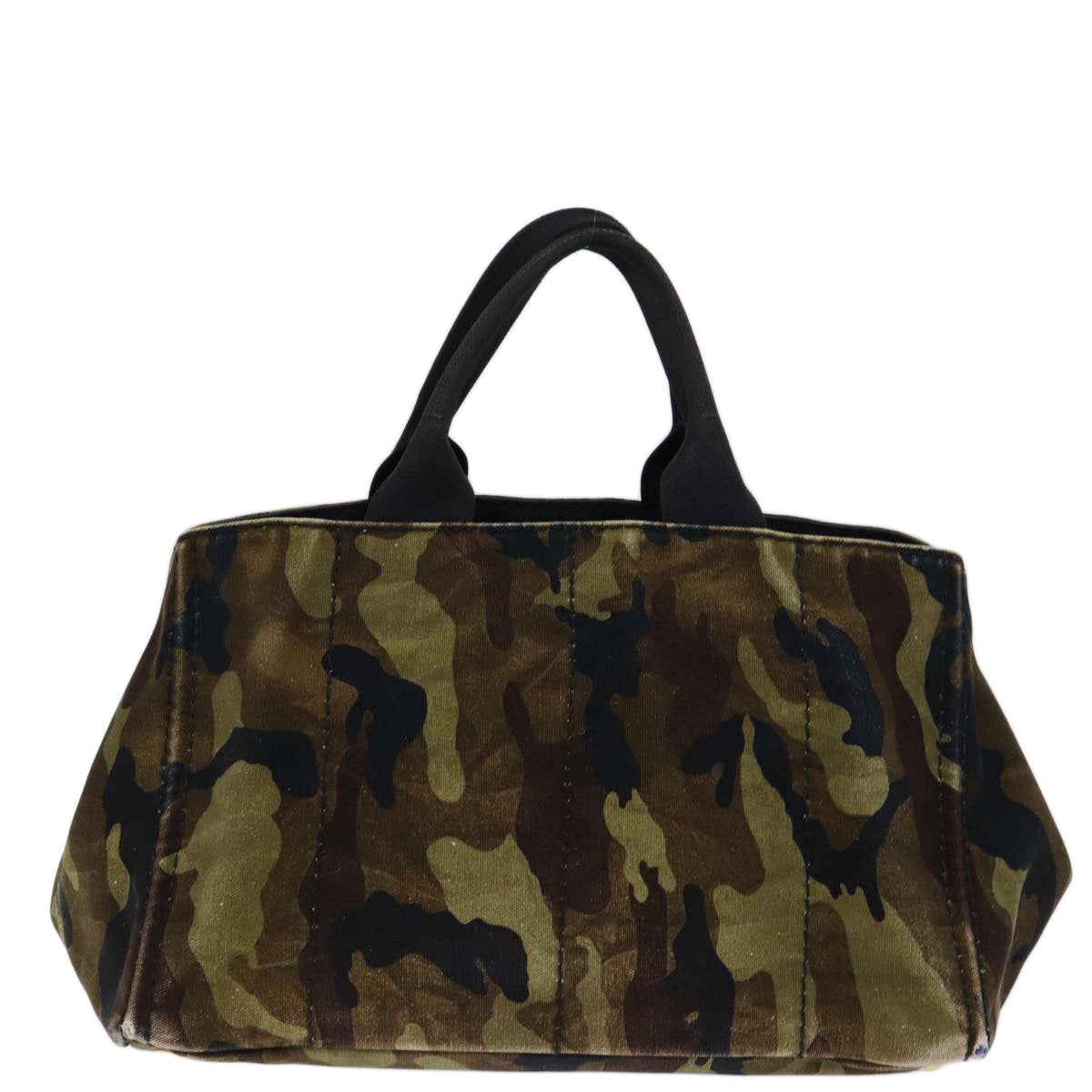 PRADA Camouflage Canapa GM Tote Bag Canvas Khaki Auth bs13781 - 0