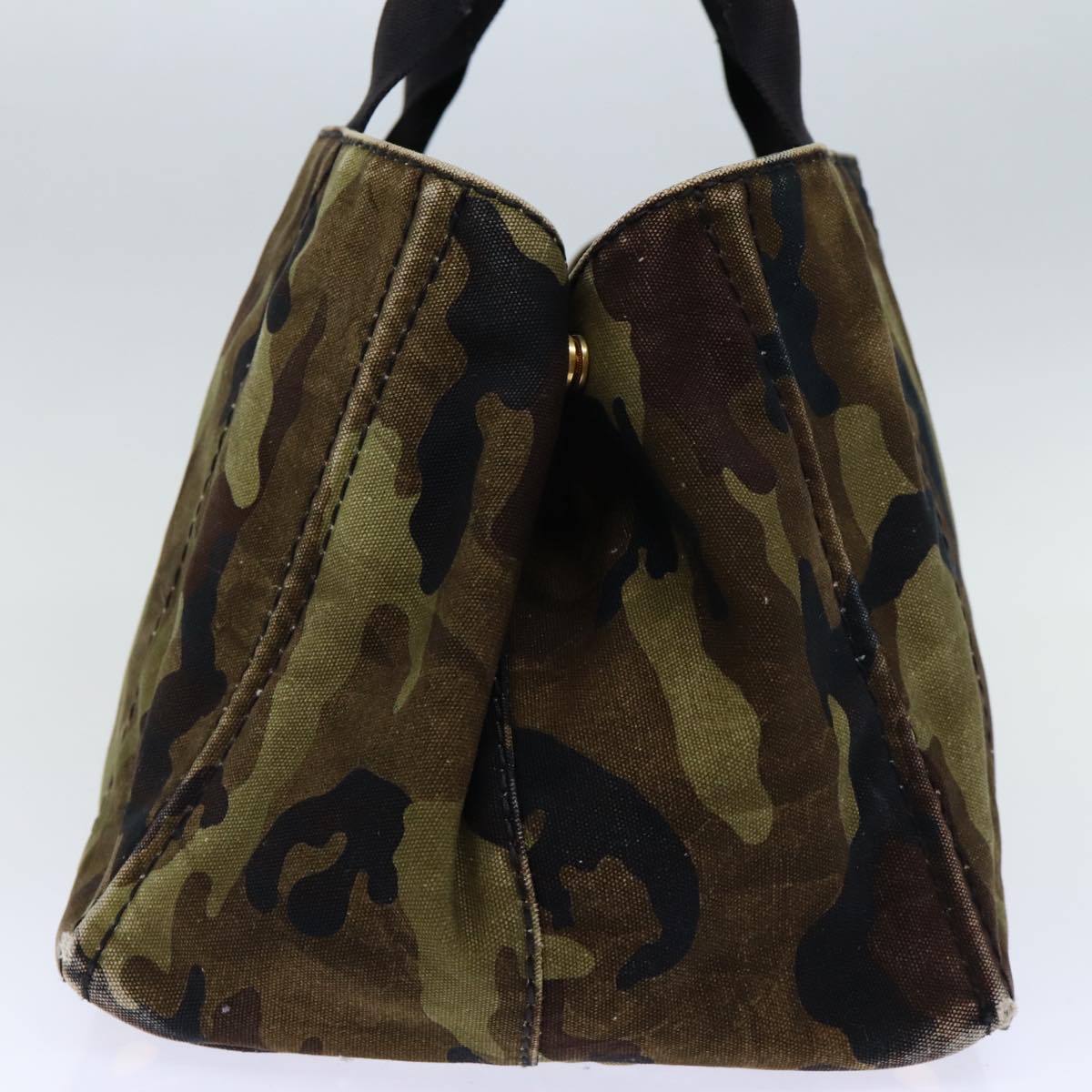 PRADA Camouflage Canapa GM Tote Bag Canvas Khaki Auth bs13781