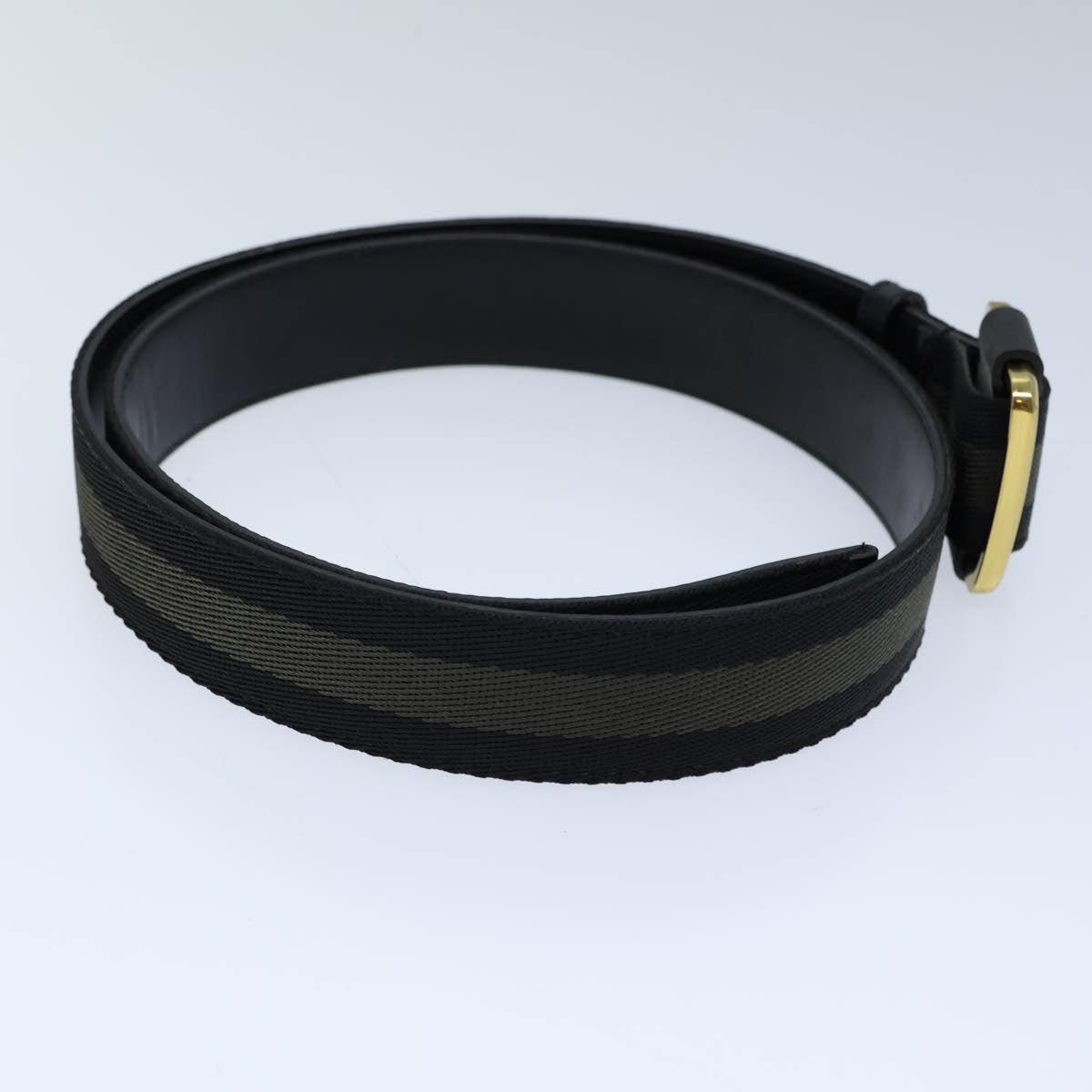 GUCCI Belt Canvas Leather 41.3"" Black Auth bs13783