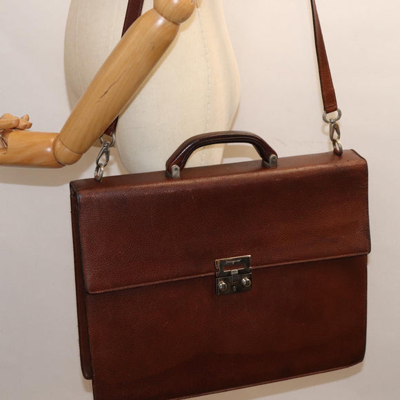Salvatore Ferragamo Hand Bag Leather 2way Brown 001 2865 1657 Auth bs13795