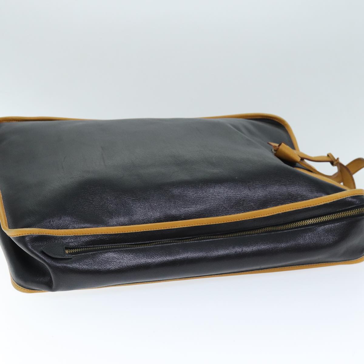 HERMES Travel Case Garment Cover Leather Black Auth bs13799