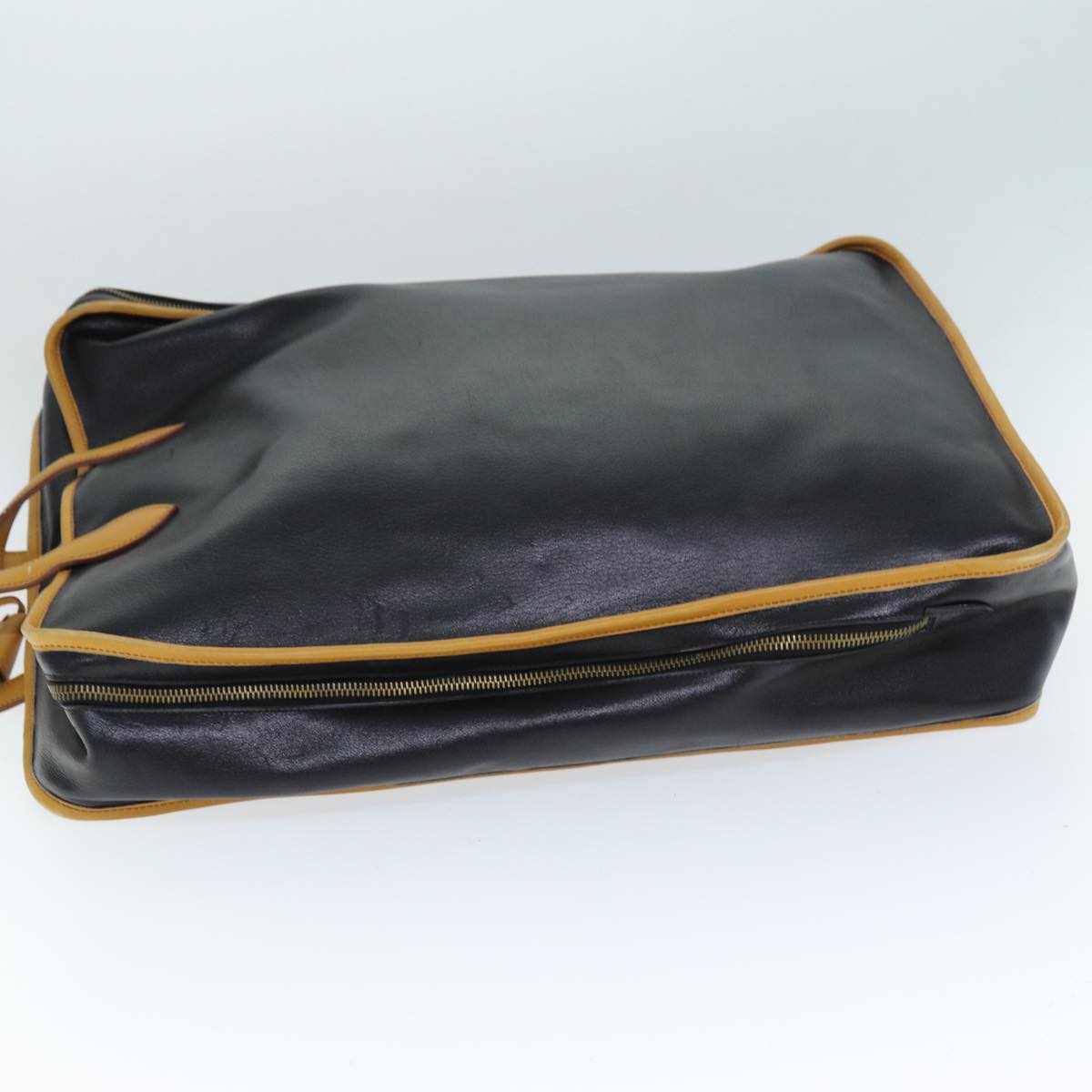 HERMES Travel Case Garment Cover Leather Black Auth bs13799