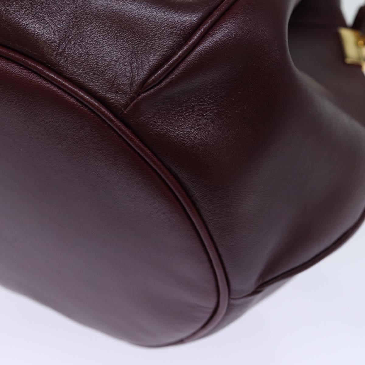 CARTIER Shoulder Bag Leather Bordeaux Auth bs13800