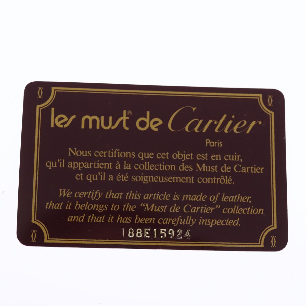 CARTIER Shoulder Bag Leather Bordeaux Auth bs13800