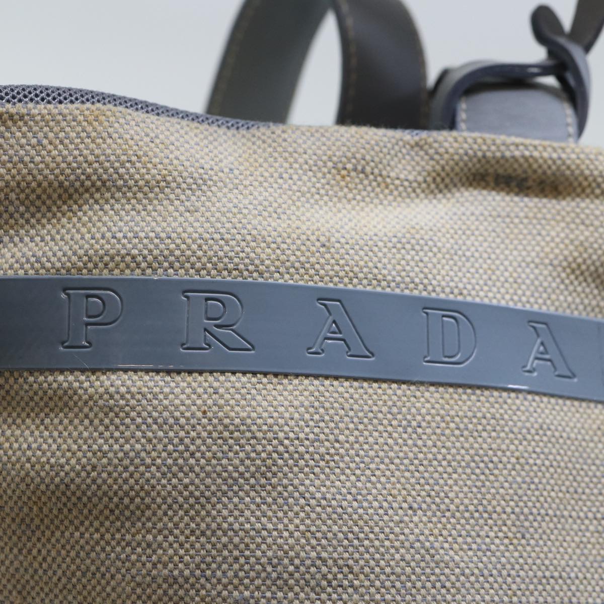 PRADA Shoulder Bag Canvas White Auth bs13803