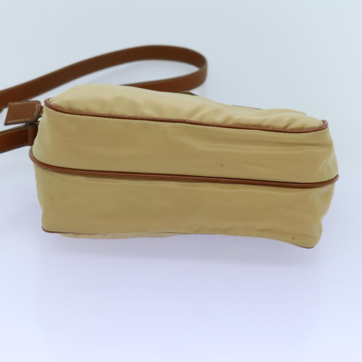 PRADA Shoulder Bag Nylon Beige Auth bs13805